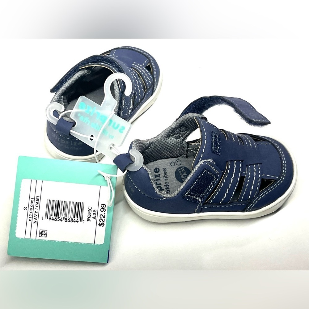 Stride Rite *2 Pairs* Baby Shoes Set - Blue Pair NWT & Gray Pair Preloved Size 3 - Picture 7 of 16